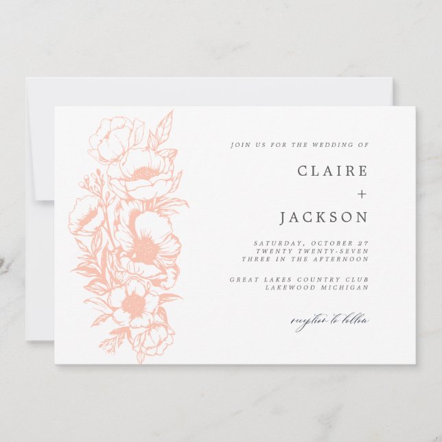 Peachy Anemone Invitation (Front)