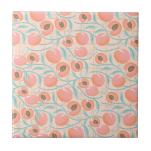 Peachy Blooms Boho Pattern Peach  Tile