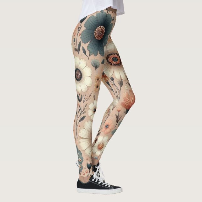Peachy Blooms Leggings (Right)