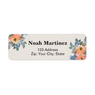 Peachy Blue Watercolor Floral