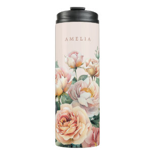Peachy Blush Rose Garden Thermal Tumbler