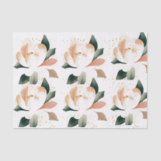 Peachy Gold Peonies Speckled Tissue Paper
