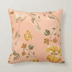 Peachy keen floral pattern throw pillow