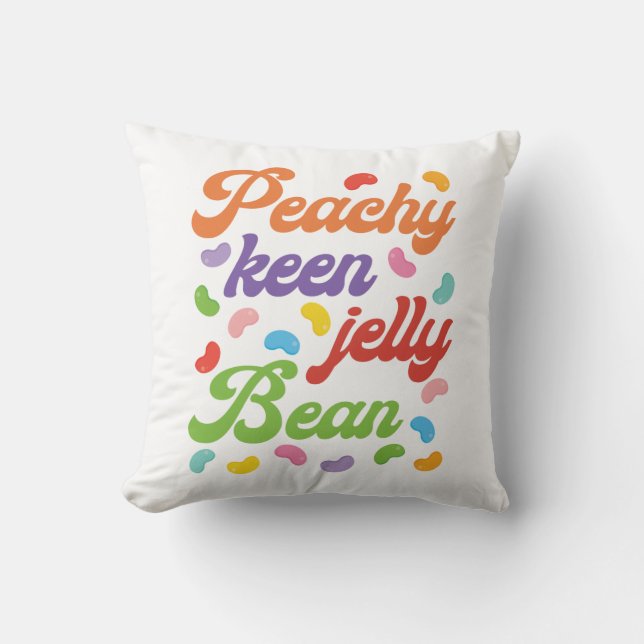 Peachy Keen Jelly Bean Easter Candy Retro Throw Pillow (Front)