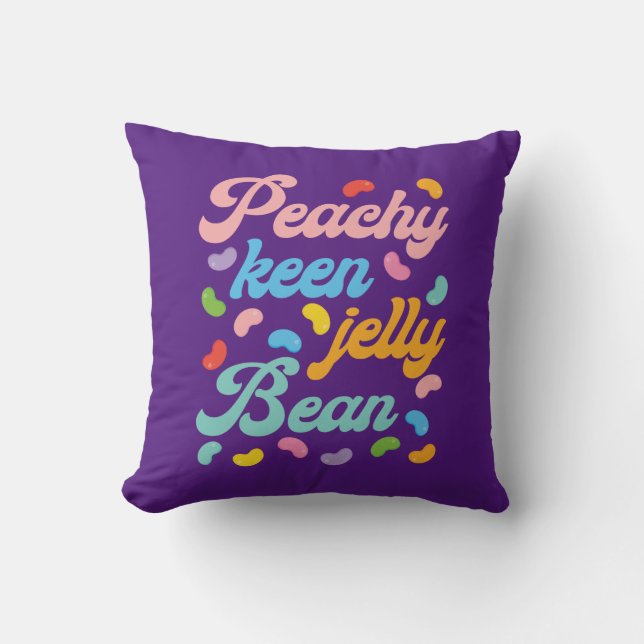 Peachy Keen Jelly Bean Throw Pillow (Front)