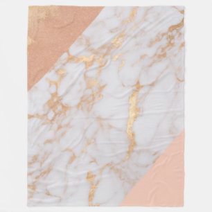 Peachy Marble Elegance Fleece Blanket