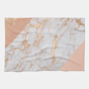 Peachy Marble Elegance Kitchen Towel