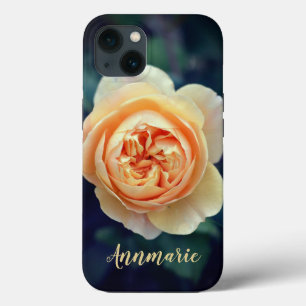 Peachy Orange Garden Rose Flower Personalised iPhone 13 Case