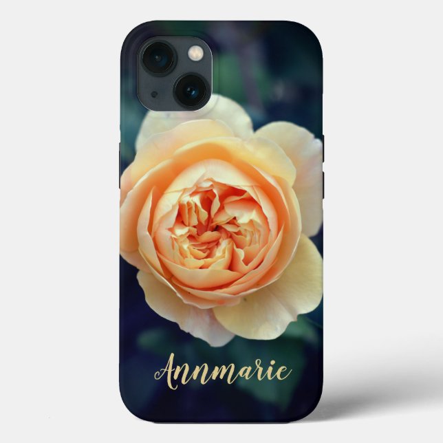 Peachy Orange Garden Rose Flower Personalized Case-Mate iPhone Case (Back)