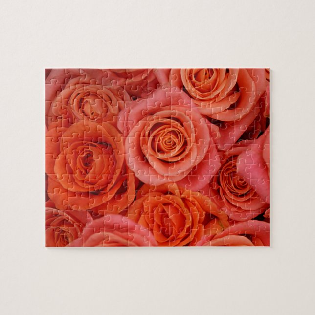 Peachy-orange Tea Roses Jigsaw Puzzle (Horizontal)
