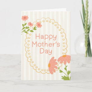 Peachy oval frame and Stripeda background mothers  Card