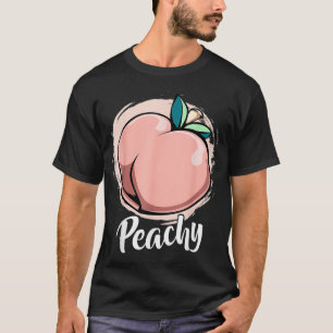 Peachy Peach Peaches Summer Fruit Retro Hippie Fe T-Shirt