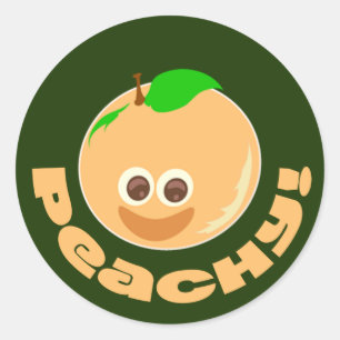 Peachy Peach Time Fun Cartoon Cutie Classic Round Sticker