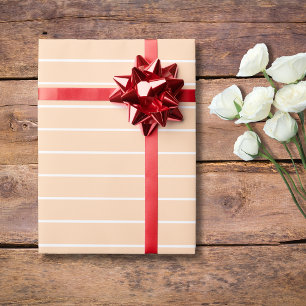 Peachy Pink and White Thin Horizontal Striped Wrapping Paper