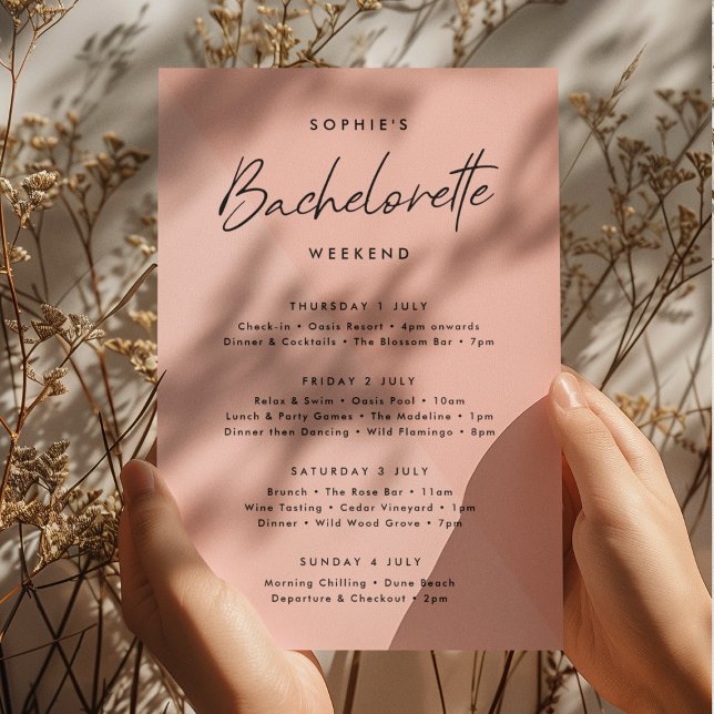 Peachy Pink | Bachelorette Weekend Itiniary Invitation (Creator Uploaded)