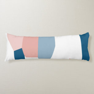Peachy Pink Blue and White Abstract     Body Pillow
