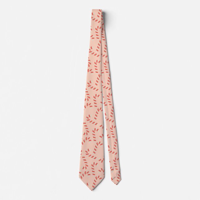 Peachy Pink Christmas Candy Canes Tie (Front)