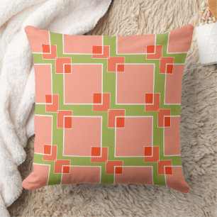 Peachy Pink Colors in Olive  Throw Pillow