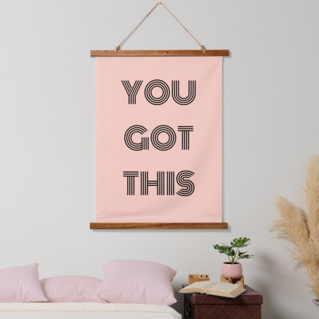 Peachy Pink Custom YOU GOT THIS Motivational   Hanging Tapestry (Bedroom)