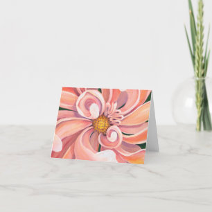 Peachy Pink Dahlia - Blank Greeting Card