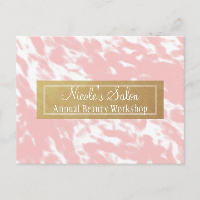 Peachy Pink & Faux Gold Chic Salon Event Carte pos (Devant)