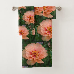 Peachy Pink Floral Bath Towel Set