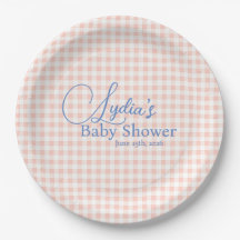 Peachy Pink Gingham Check Peel and Stick Wallpaper