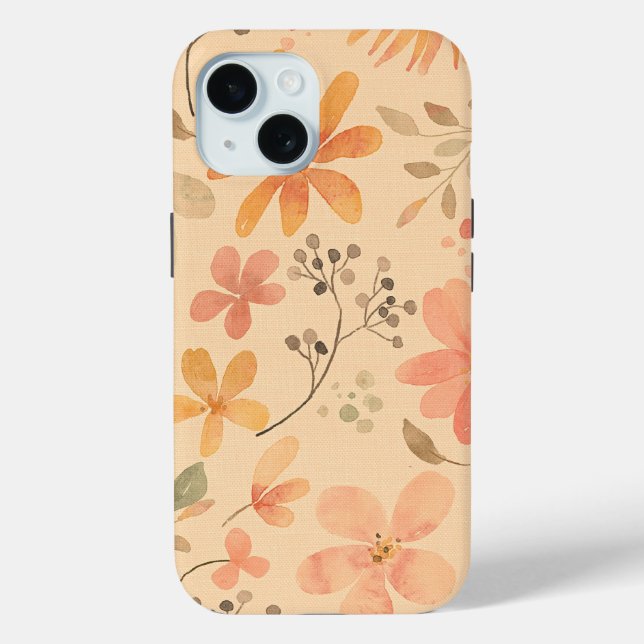 Peachy--pink golden floral pattern Case-Mate iPhone case (Back)