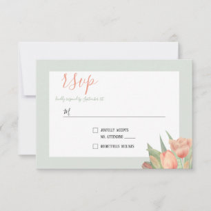 Peachy Pink & Mint Spring Tulips RSVP Card