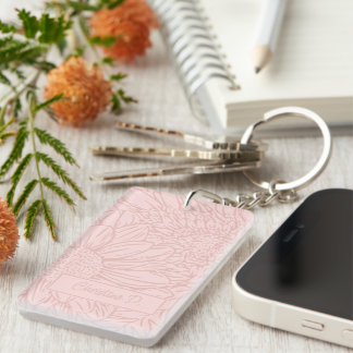 Peachy Pink on Pink Chrysanthemums with Photo Keychain