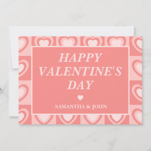 Peachy Pink Retro Hearts Valentine’s Greeting Card