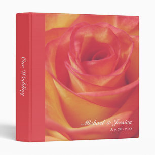 Peachy Pink Rose Wedding Binder