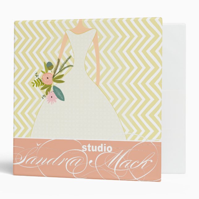 Peachy Pink Rose Zig Zag Wedding Planner Binder (Front/Inside)