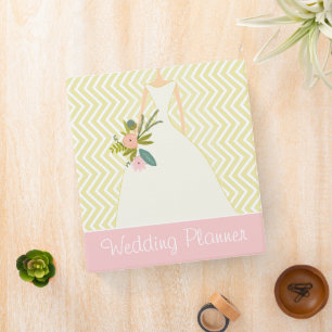 Peachy Pink Rose Zig Zag Wedding Planner Binder
