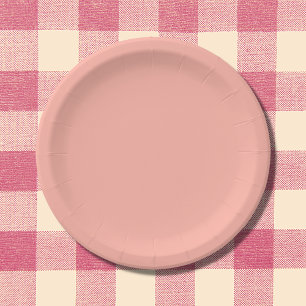 Peachy Pink Solid Color Paper Plate