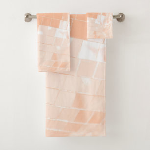 Peachy Retro Disco Ball Glam #1 #retro #wall #art Bath Towel Set