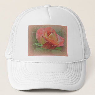 Peachy Rose Blossom Trucker Hat