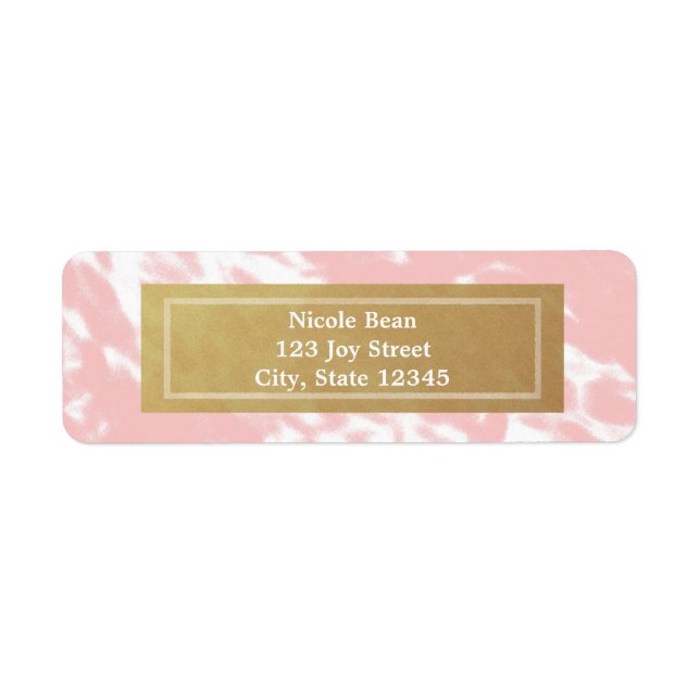 Peachy Rose & Faux Gold Chic Étiquette de adresse  (Devant)