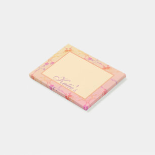 Peachy Rose Roses avec nom Post-It Notes