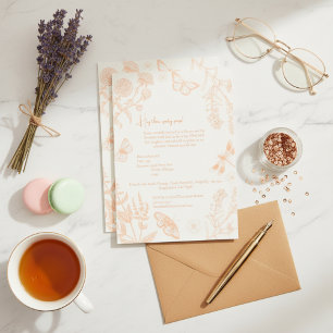 Peachy Wings and Flutter Things Birthday Invitation