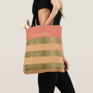 Peachy with Gold Tote Bag