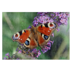 Peackock Butterfly Decorative Glass Cutting Board