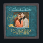 Peacock 1st Christmas Together Teal and Gold Photo Jewelry Box<br><div class="desc">This beautiful little Wooden Photo Gift Box is adorned with our beautiful Peacock Wedding Collection Design. We created this Gift Box specifically to coordinate with our First Christmas Together Newlywed Ornaments and the entire Peacock Wedding Collection. When combined with the matching ornament, you have a treasure to remind you each...</div>