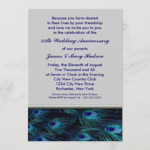 Peacock 25th Wedding Anniversary Party Invitation