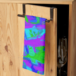 Peacock Abstract Watercolors Kitchen Towel