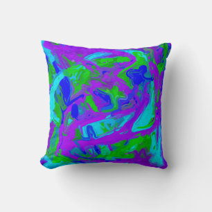 Peacock Abstract Watercolors Throw Pillow