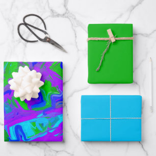 Peacock Abstract Watercolors  Wrapping Paper Sheet