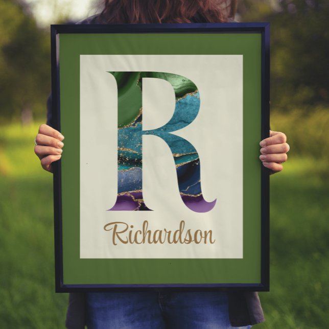 Peacock Agate Letter R Personalized  Poster (Creator Uploaded)