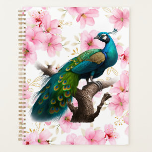 peacock and cherry blossom planner