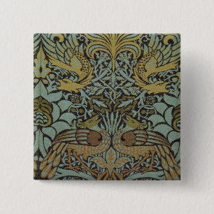 Peacock and Dragon (by William Morris) 2 Inch Square Button